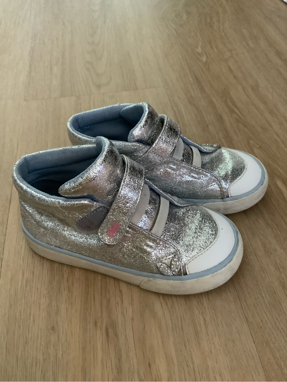 See Kai Run Silver Glitter High-Top Sneakers for Kids